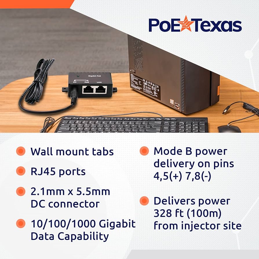 vi_delページPO.14 Amazon.com: Gigabit PoE Injector 48V 15W, Single Port PoE